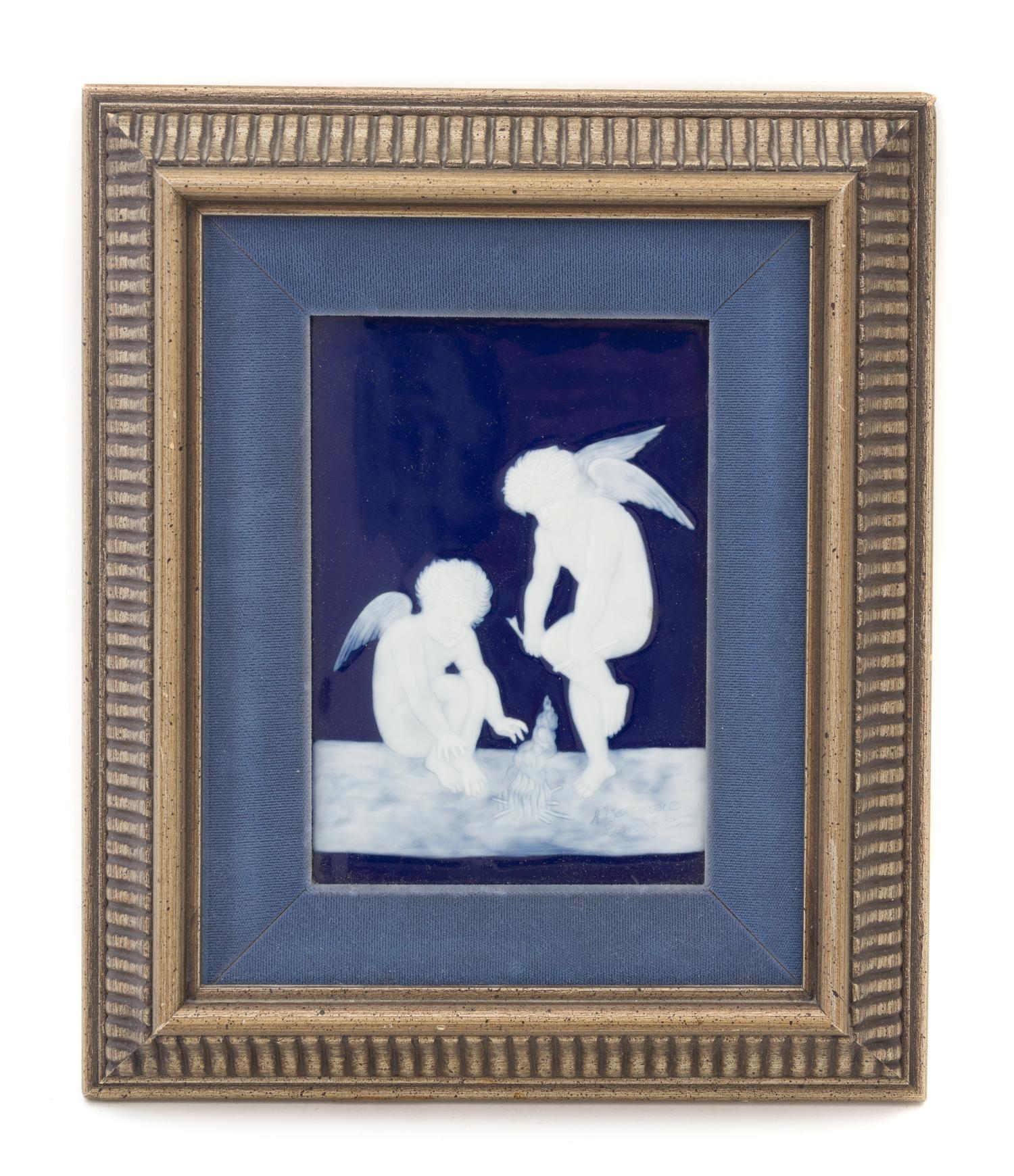 A Limoges Pate-Sur-Pate Plaque Plaque 6 1/8 x 4 1/8 inches.