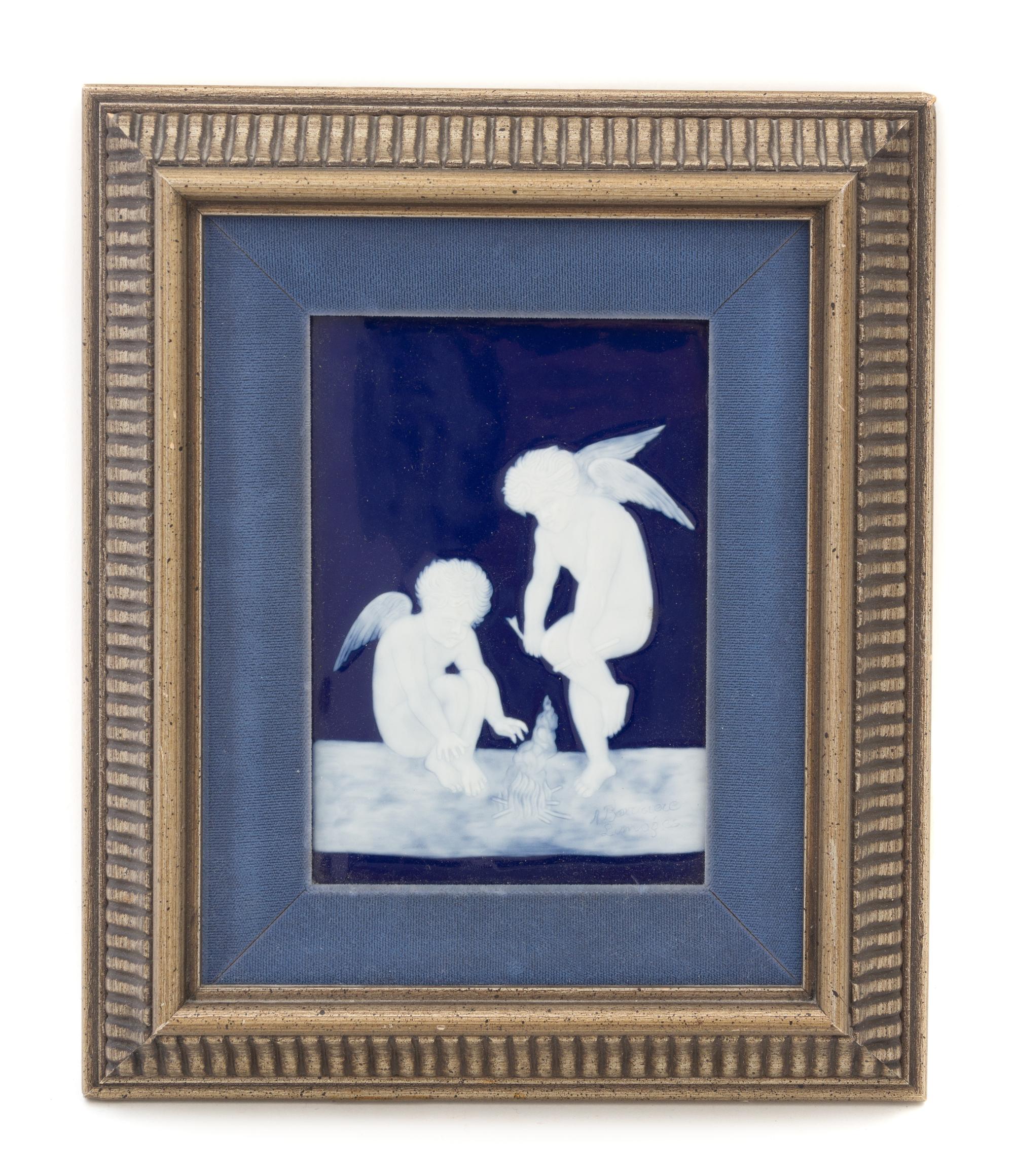 A Limoges Pate-Sur-Pate Plaque Plaque 6 1/8 x 4 1/8 inches.