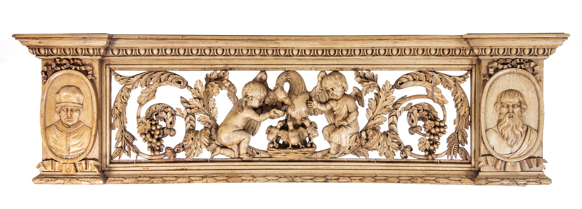A French Carved Oak Altar Rail Height 31 x width 104 1/2 x depth 12 1/2 inches. — 18TH/19TH CENTURY