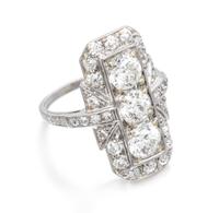 An Art Deco Platinum and Diamond Ring, 4.40 dwts.
