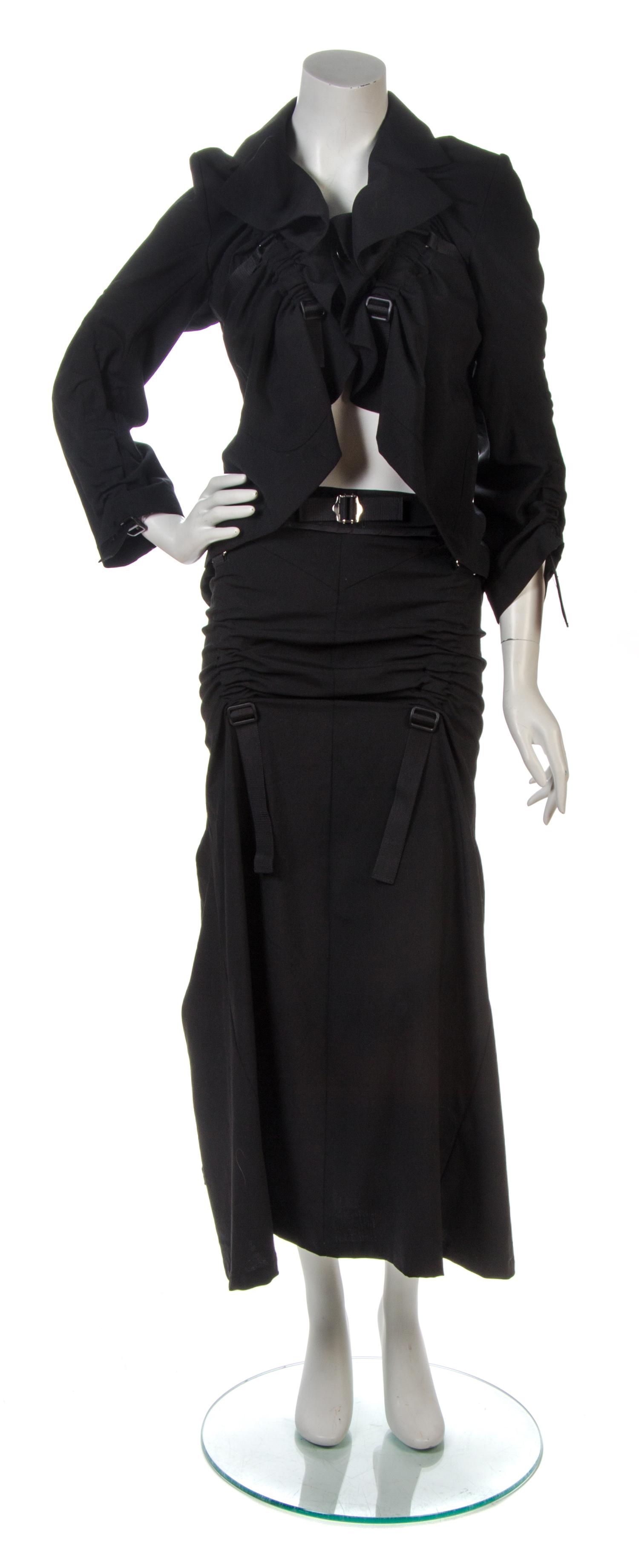 A Junya Watanabe Black Wool Parachute Skirt Ensemble, Size S.