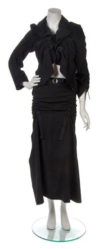 A Junya Watanabe Black Wool Parachute Skirt Ensemble, Size S.