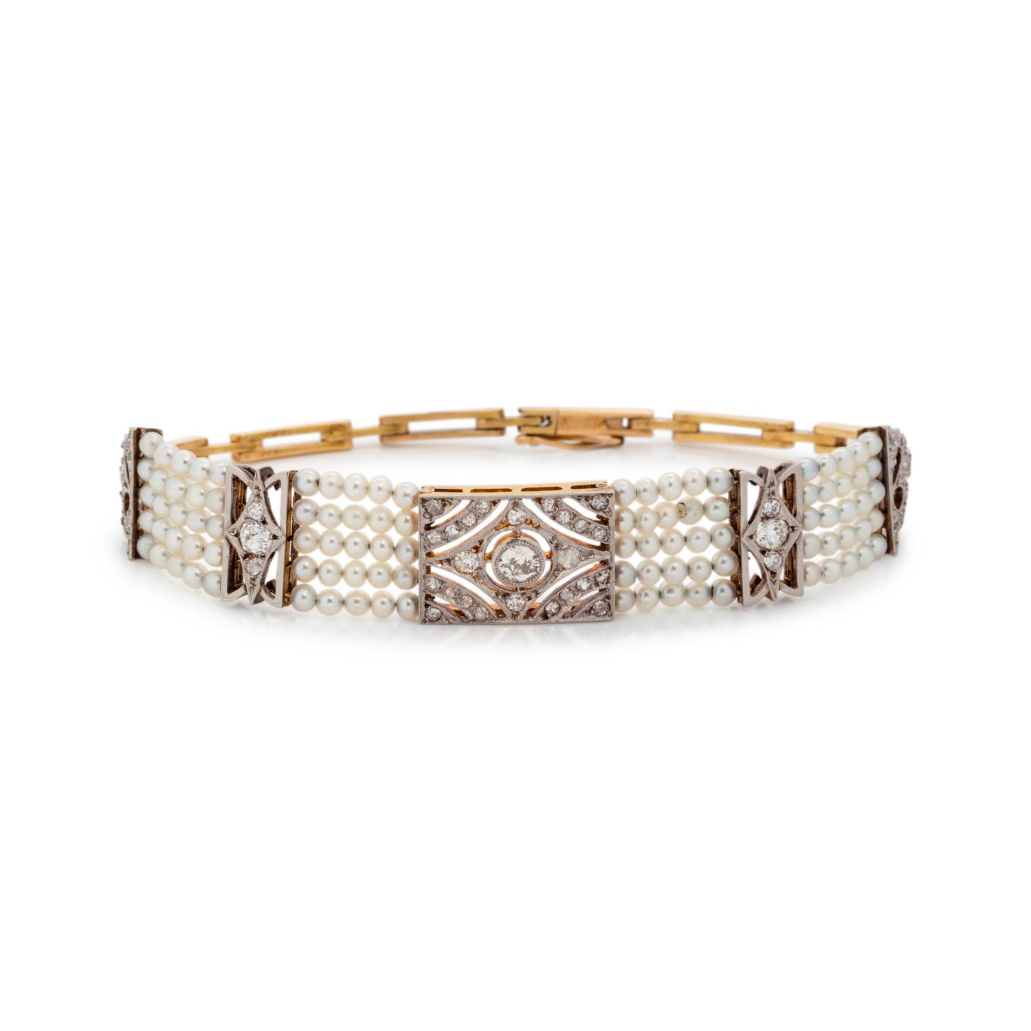 DIAMOND AND CULTURED PEARL BRACELET