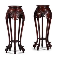 Two Carved Hardwood Fern Stands