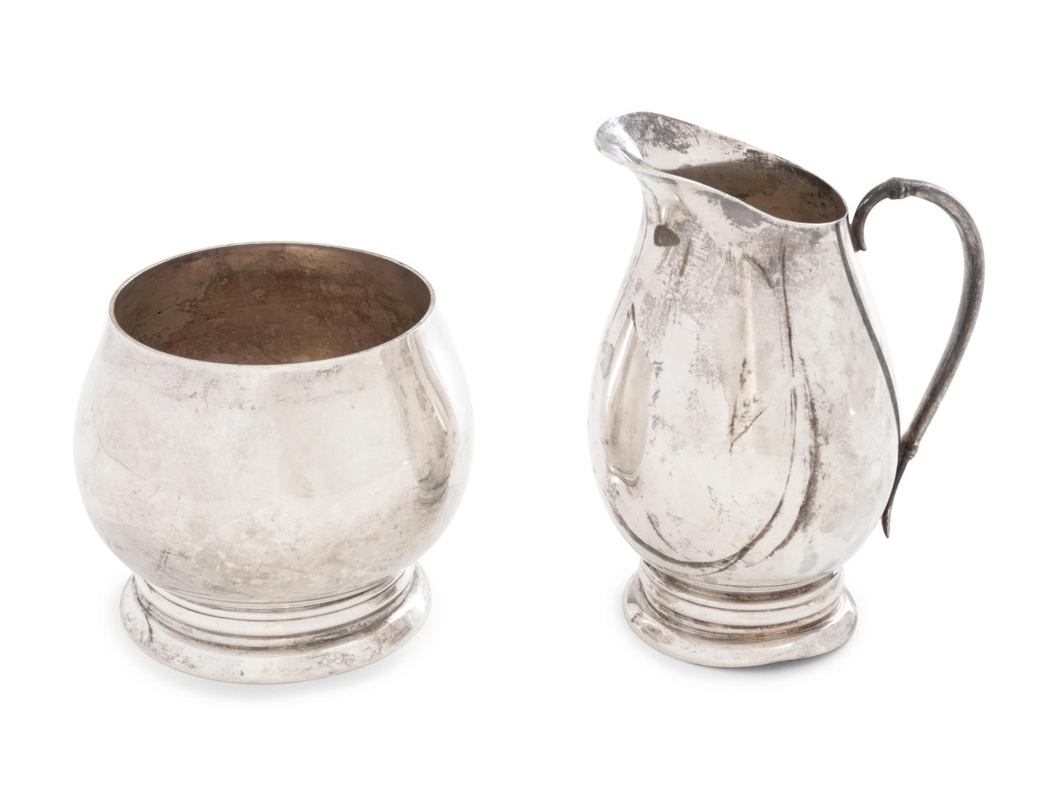 An American Silver Creamer and Sugar