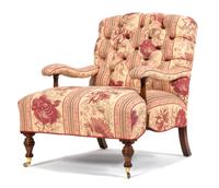 A Regency Style Mahogany Upholstered Lolling Chair Height 35 1/2 inches. — LATE 19TH/EARLY 20TH CENTURY
