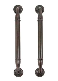 A Pair of Tiffany Studios Bronze Door Handles from the Jefferson Hotel, Columbia, South Carolina Height 16 inches.