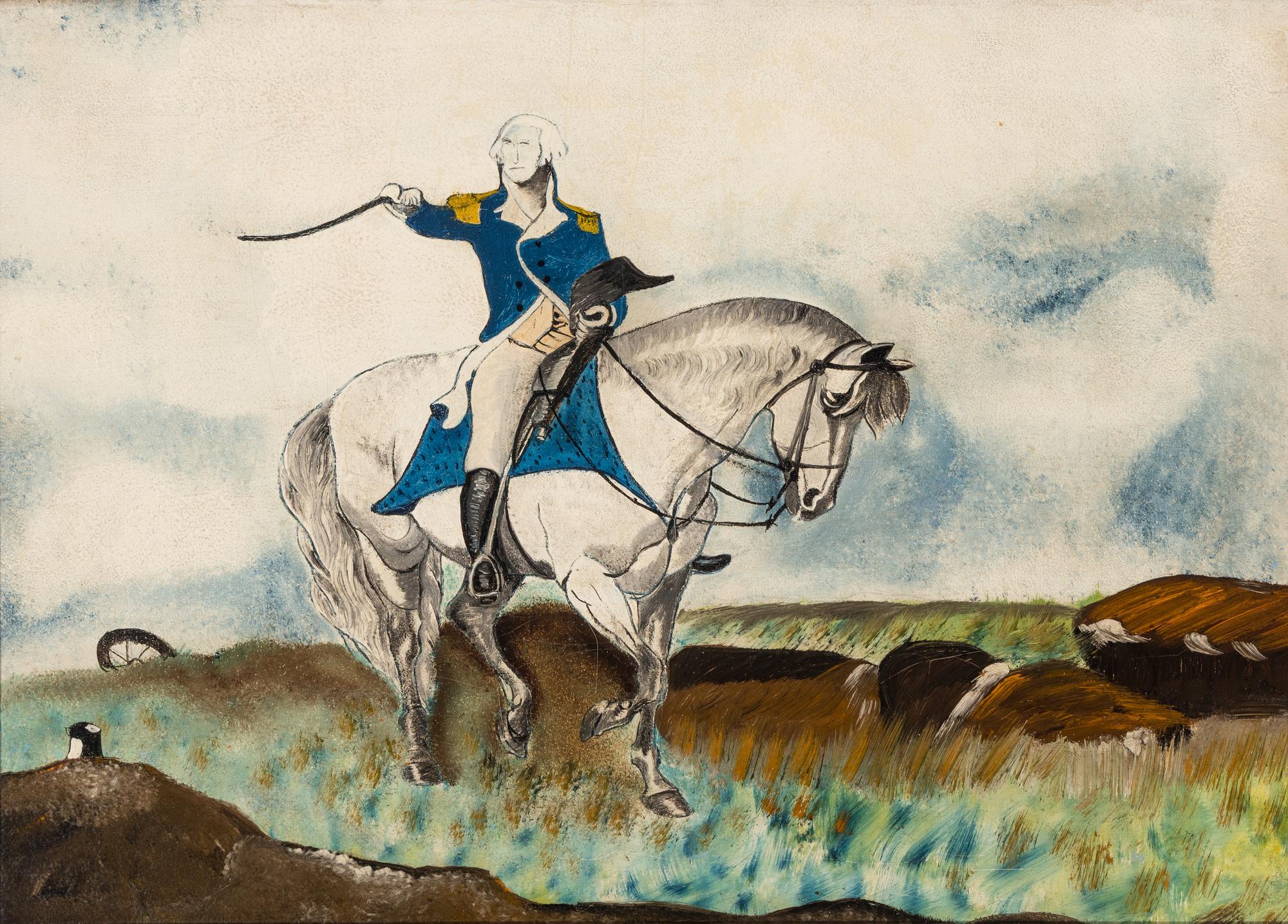 American School 19th Century, A Portrait of George Washington on Horseback
