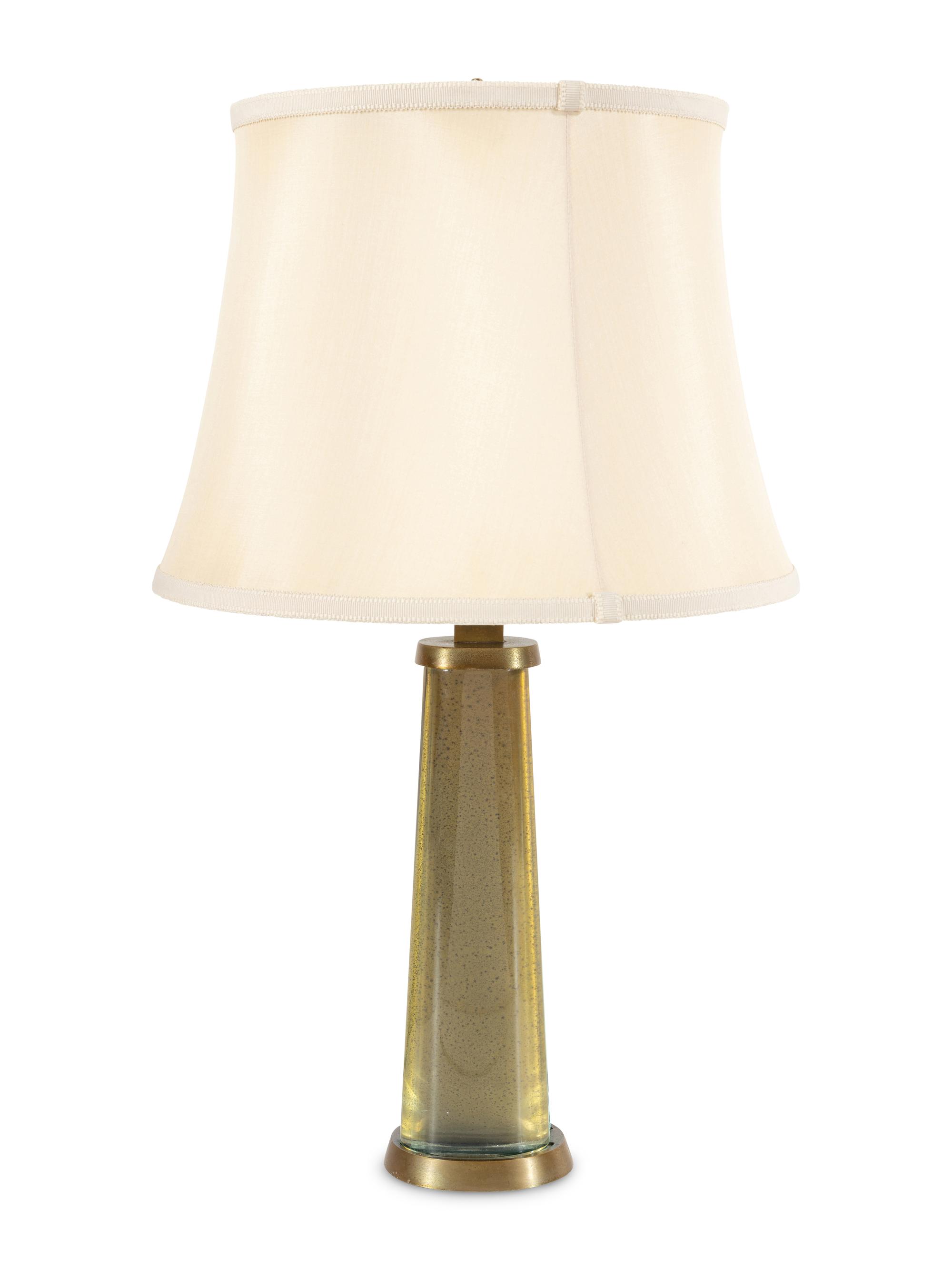 A Fontana Arte Glass and Gilt Brass Table Lamp