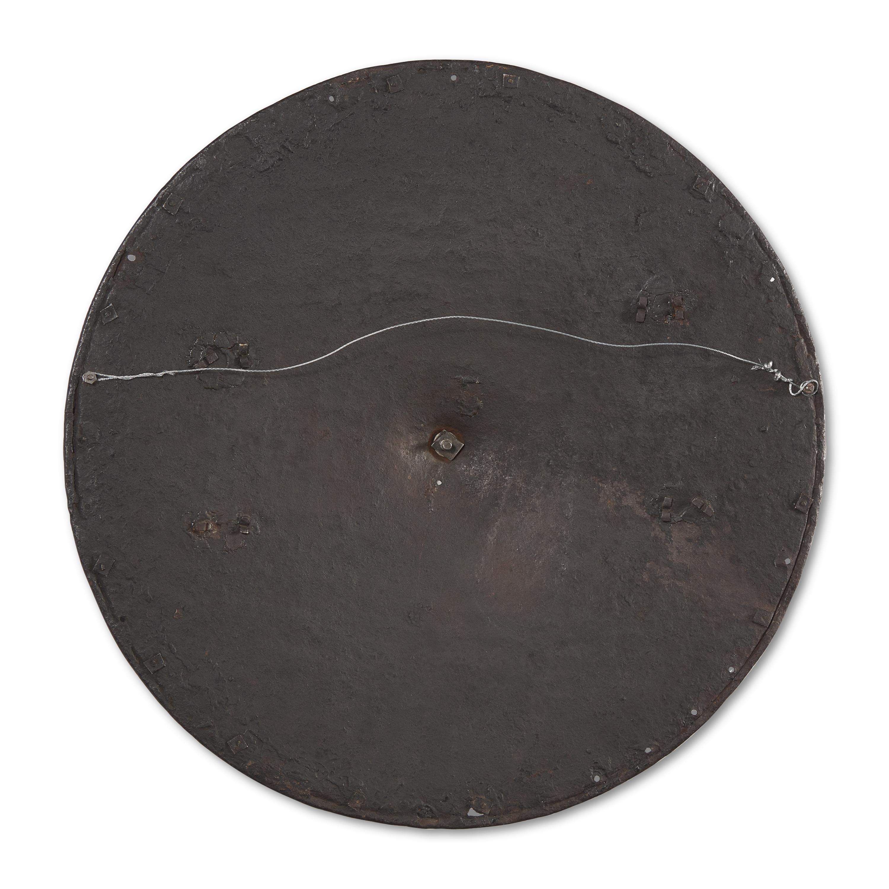 An Italian Etched Steel Targe Round Shield