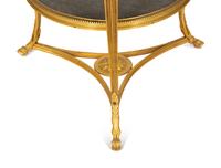 A Pair of French Empire Style Gilt Bronze and Black Marble Two Tier Gueridon Tables