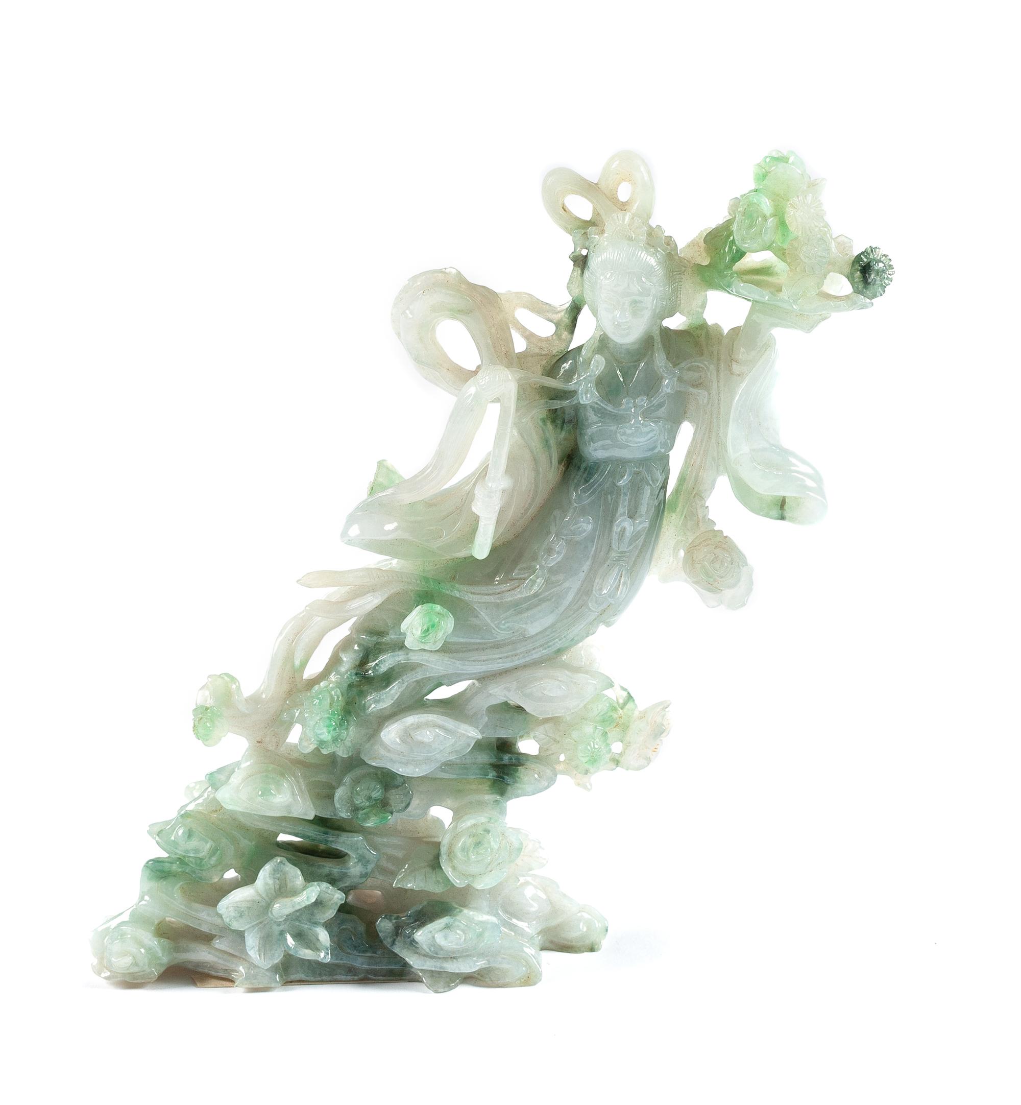 A Burmese Jade Figure Height 9 inches.