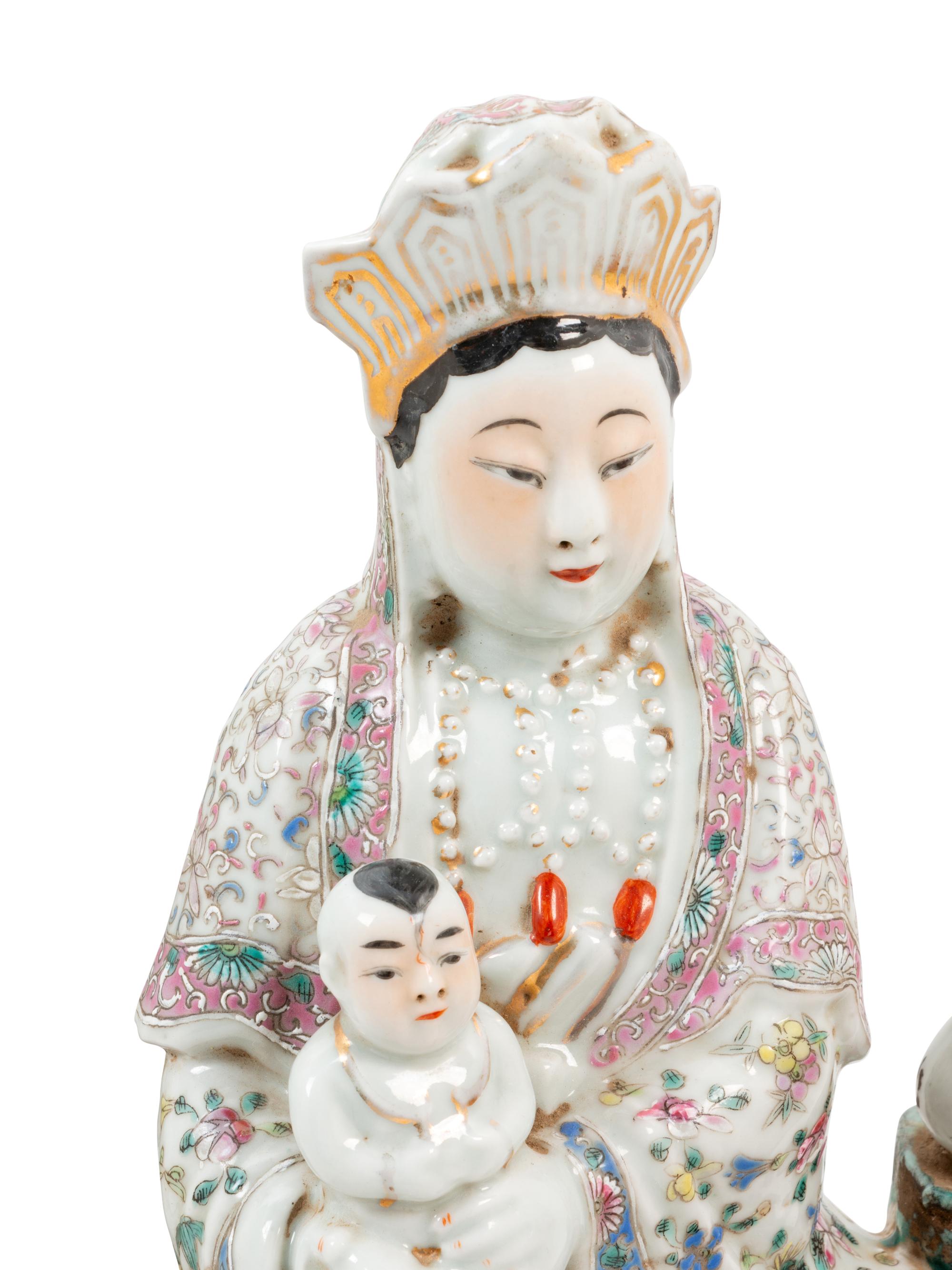 Five Chinese Famille Rose Porcelain Immortal Figures