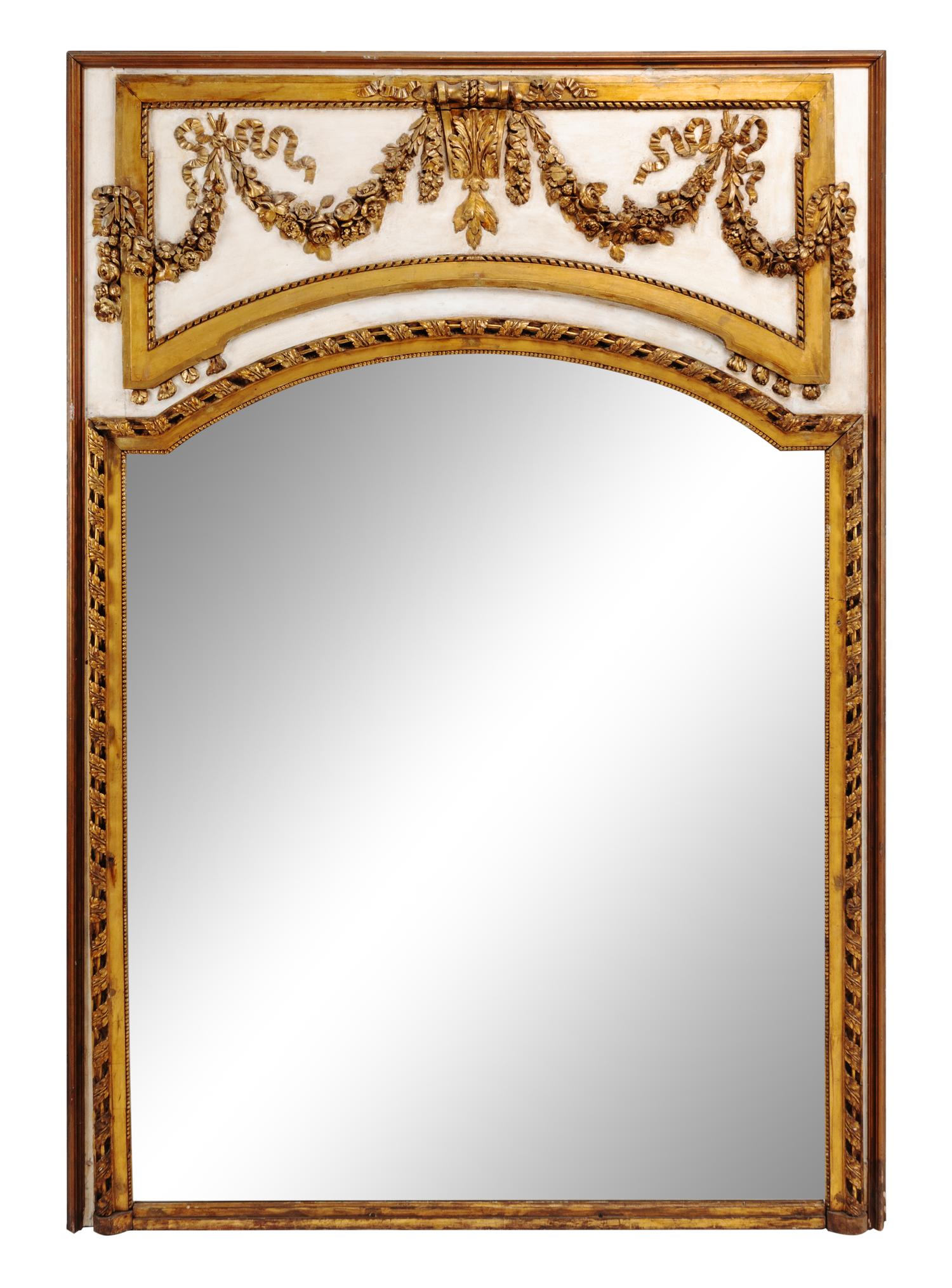An Italian Painted and Parcel Gilt Overmantel Mirror