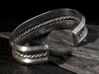 Navajo Ingot Silver and Turquoise Cuff Bracelet