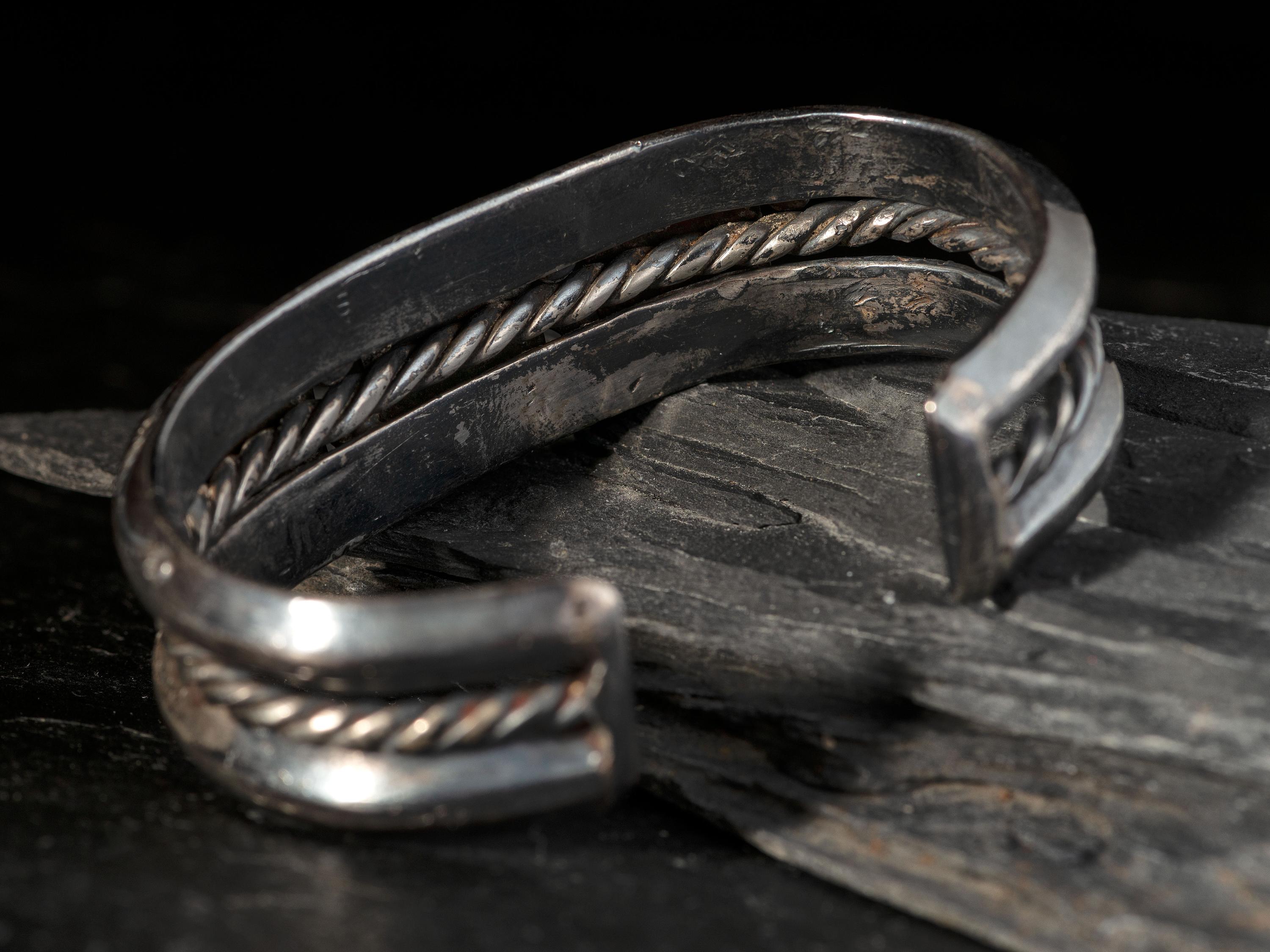 Navajo Ingot Silver and Turquoise Cuff Bracelet