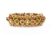 GOLD AND MULTIGEM FLORAL BRACELET
