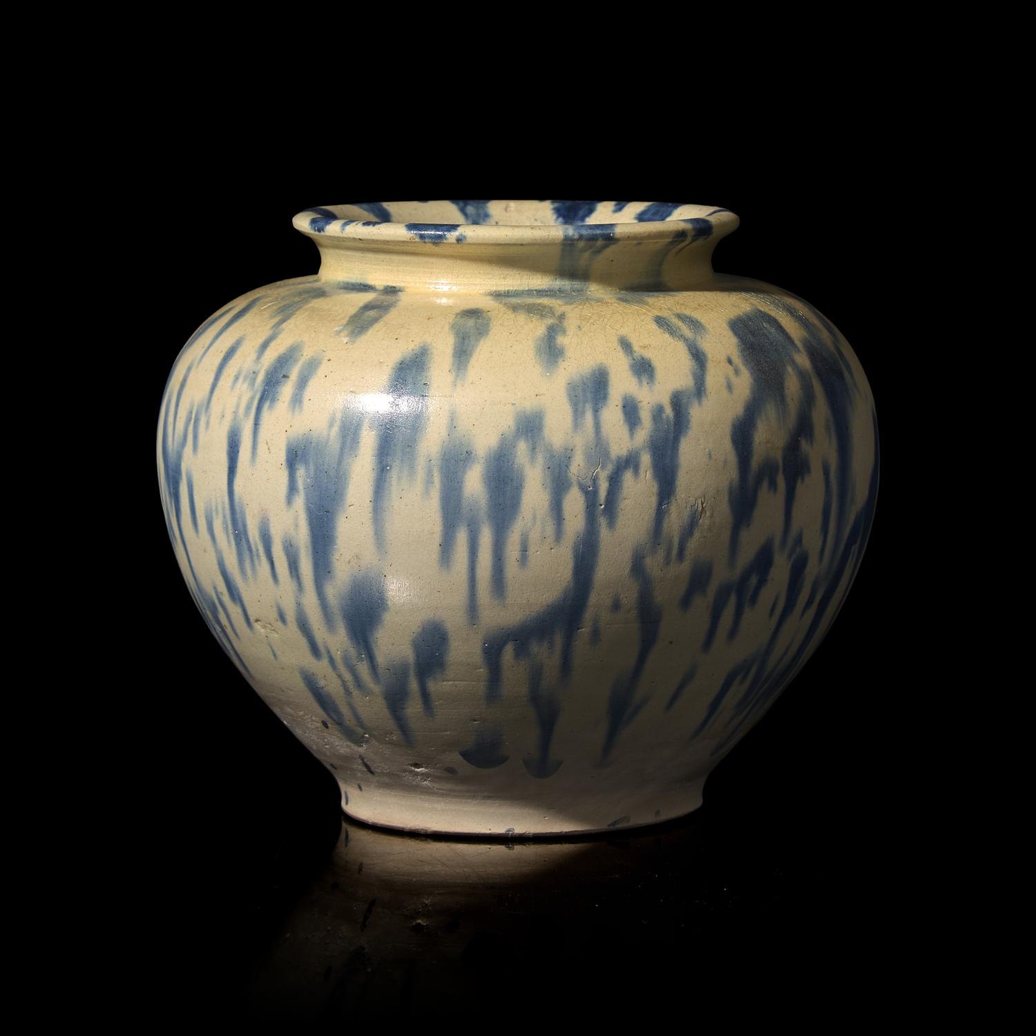 A Chinese Blue-Splashed Jar, Tang Dynasty — 唐 灑藍三彩罐
