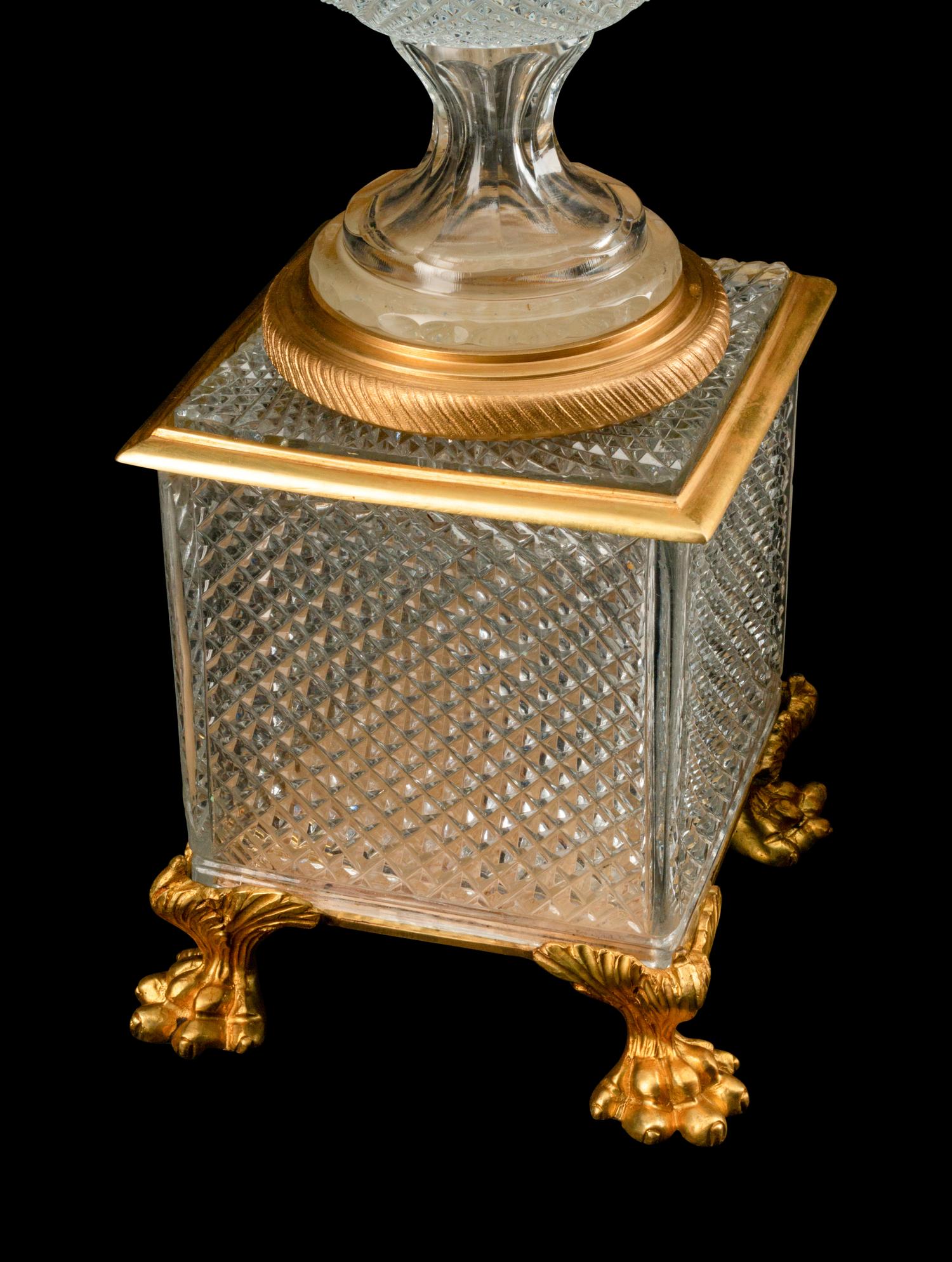 A Pair of Gilt-Bronze-Mounted Cut Glass Urns