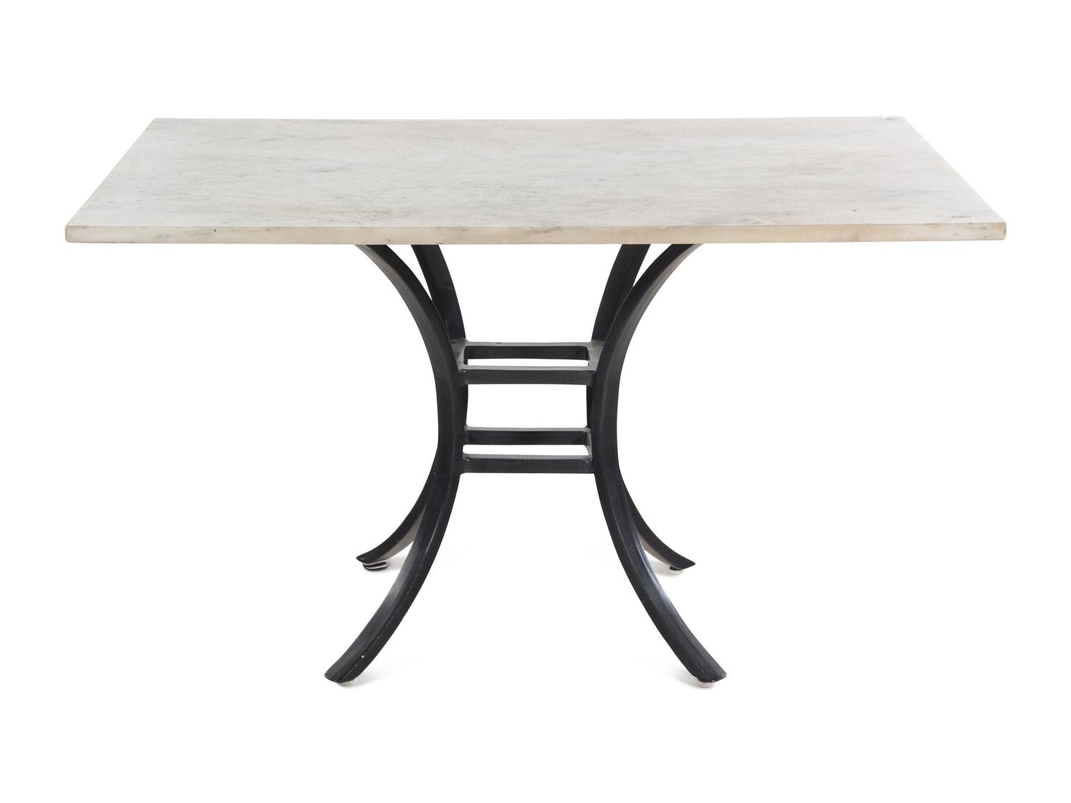 A Cast Metal and Marble Center Table