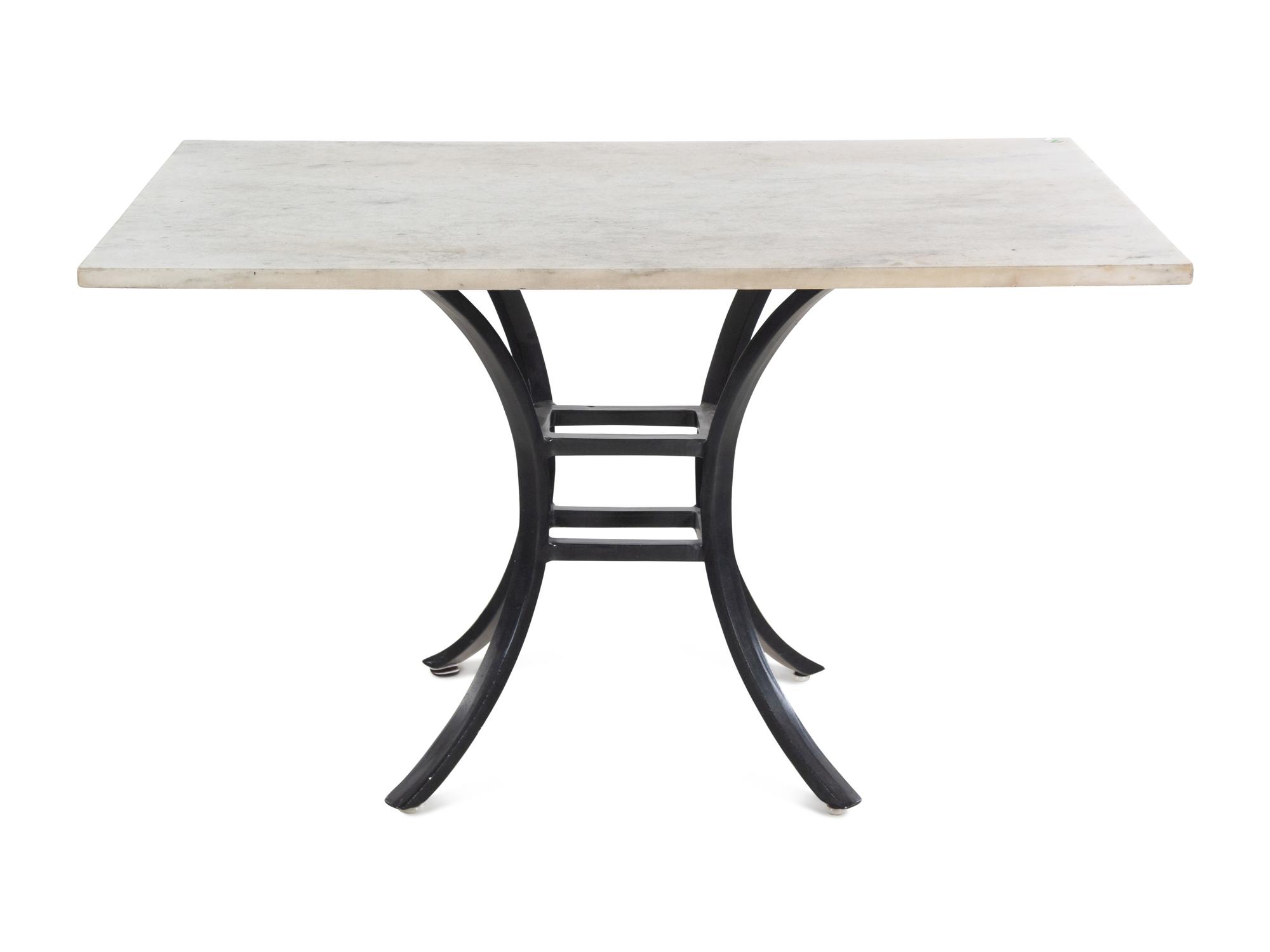 A Cast Metal and Marble Center Table