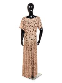 Silk Crepe on Crochet Net Dress, 1930s