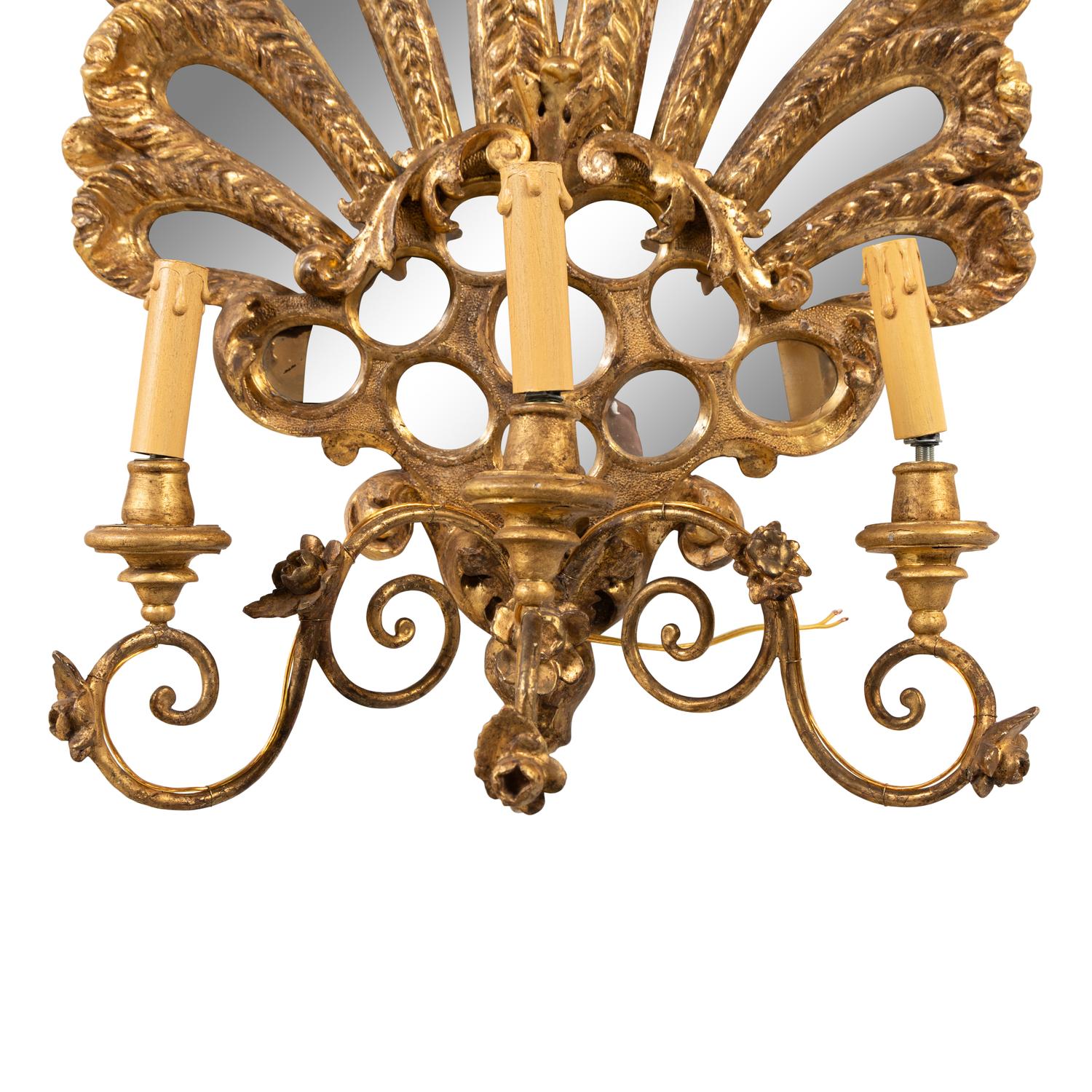 A Pair of Large Italian Giltwood Girandole Mirrors