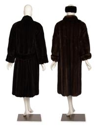 Two Fur Coats: J. Mendel Sable and Black Onyx Mink, with J. Mendel Headband
