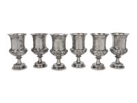 A Set of Six English Silver Wine Goblets