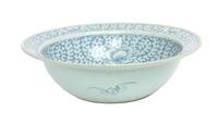 A Chinese Blue and White Porcelain Basin Diameter 16 1/2 inches.