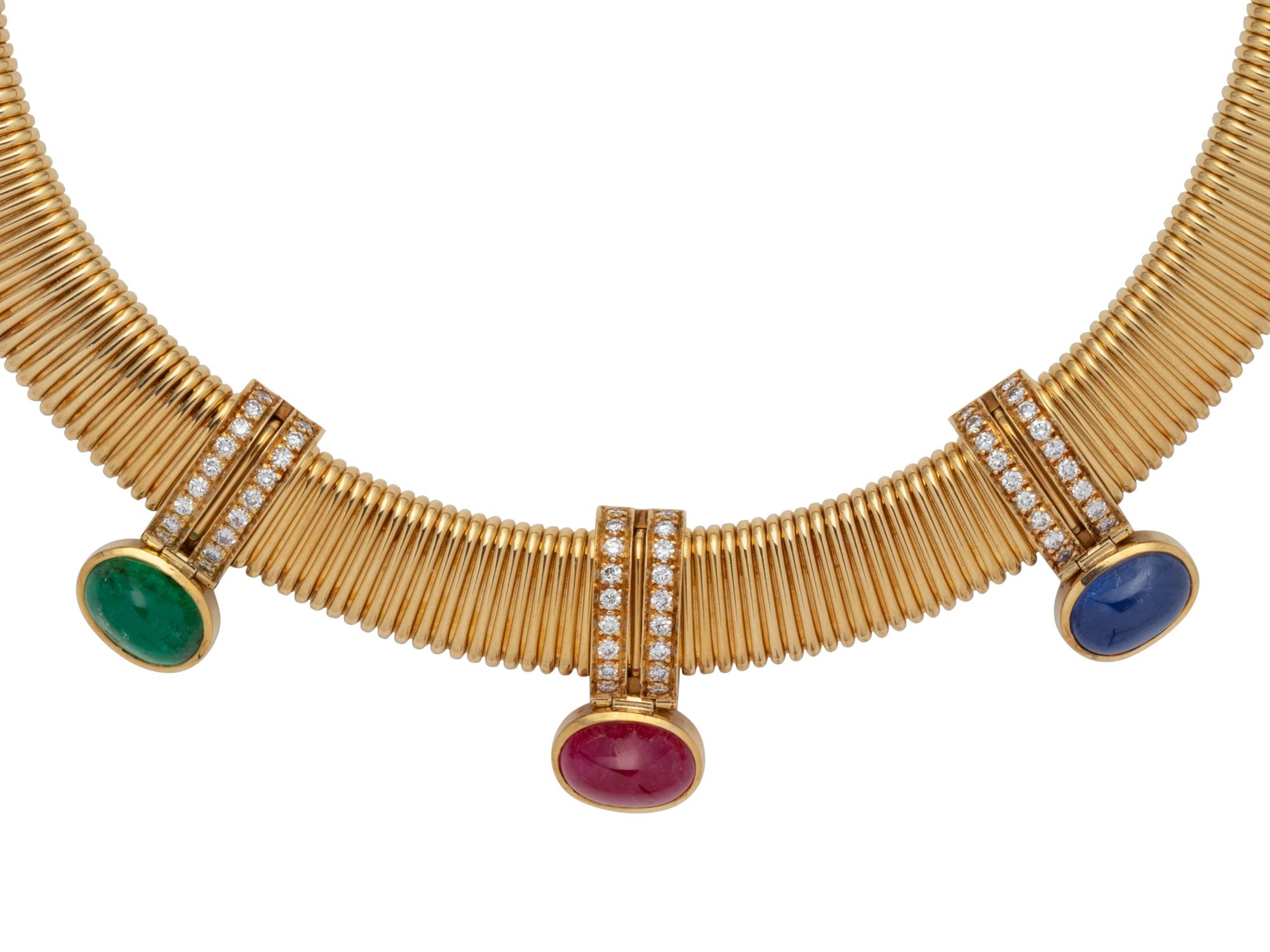 AUSTRIAN, YELLOW GOLD, MULTIGEM AND DIAMOND NECKLACE