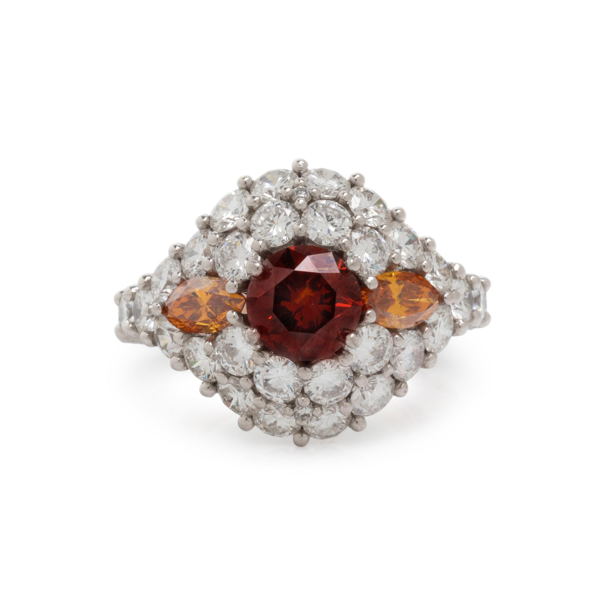 FANCY COLORED DIAMOND AND DIAMOND RING