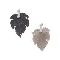 PAIR OF DRUZY AND DIAMOND LEAF PINS