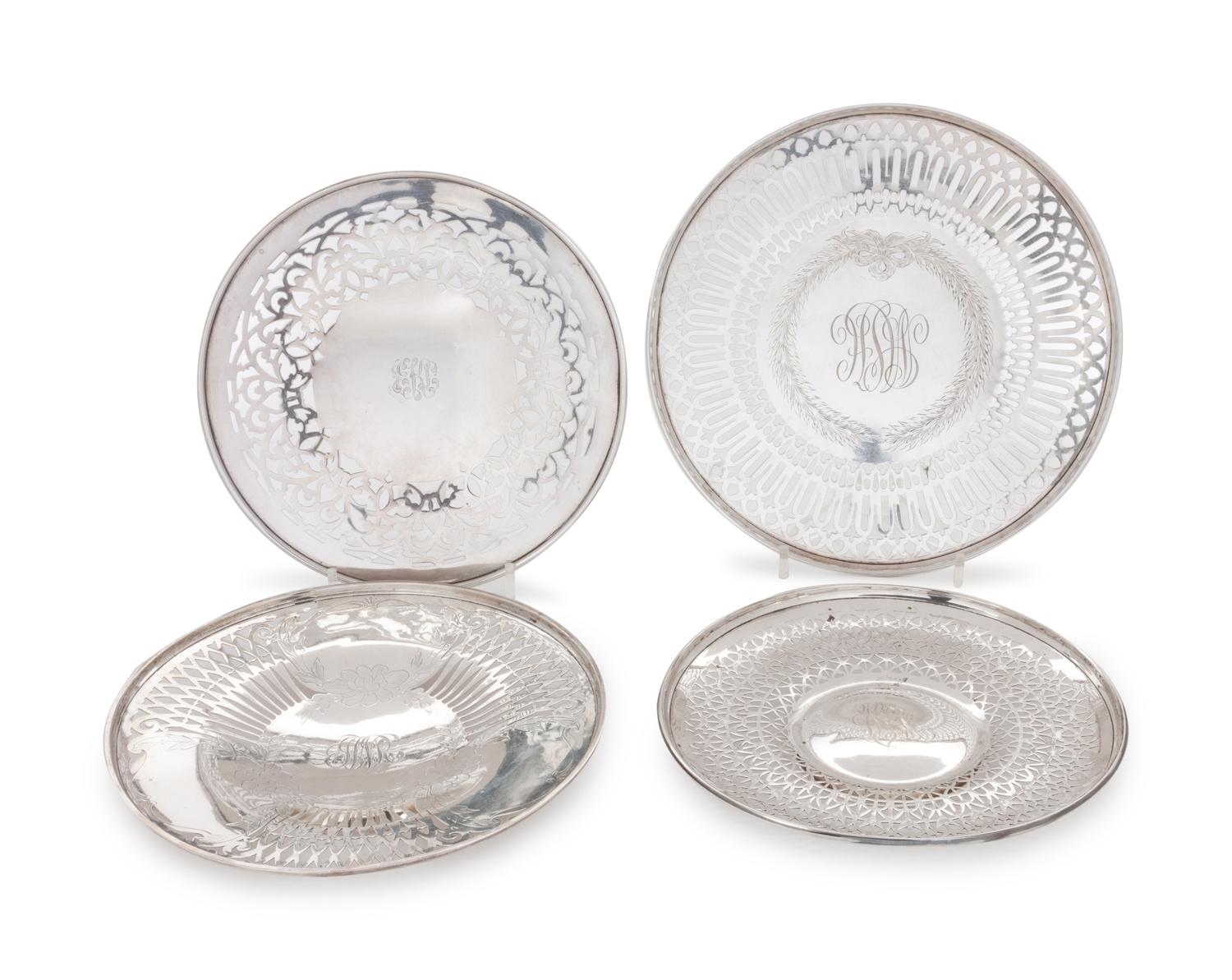 including examples by Mauser Mfg. Co., Frank M. Whiting, Gorham Mfg. Co., and Roger Williams Silver Co.