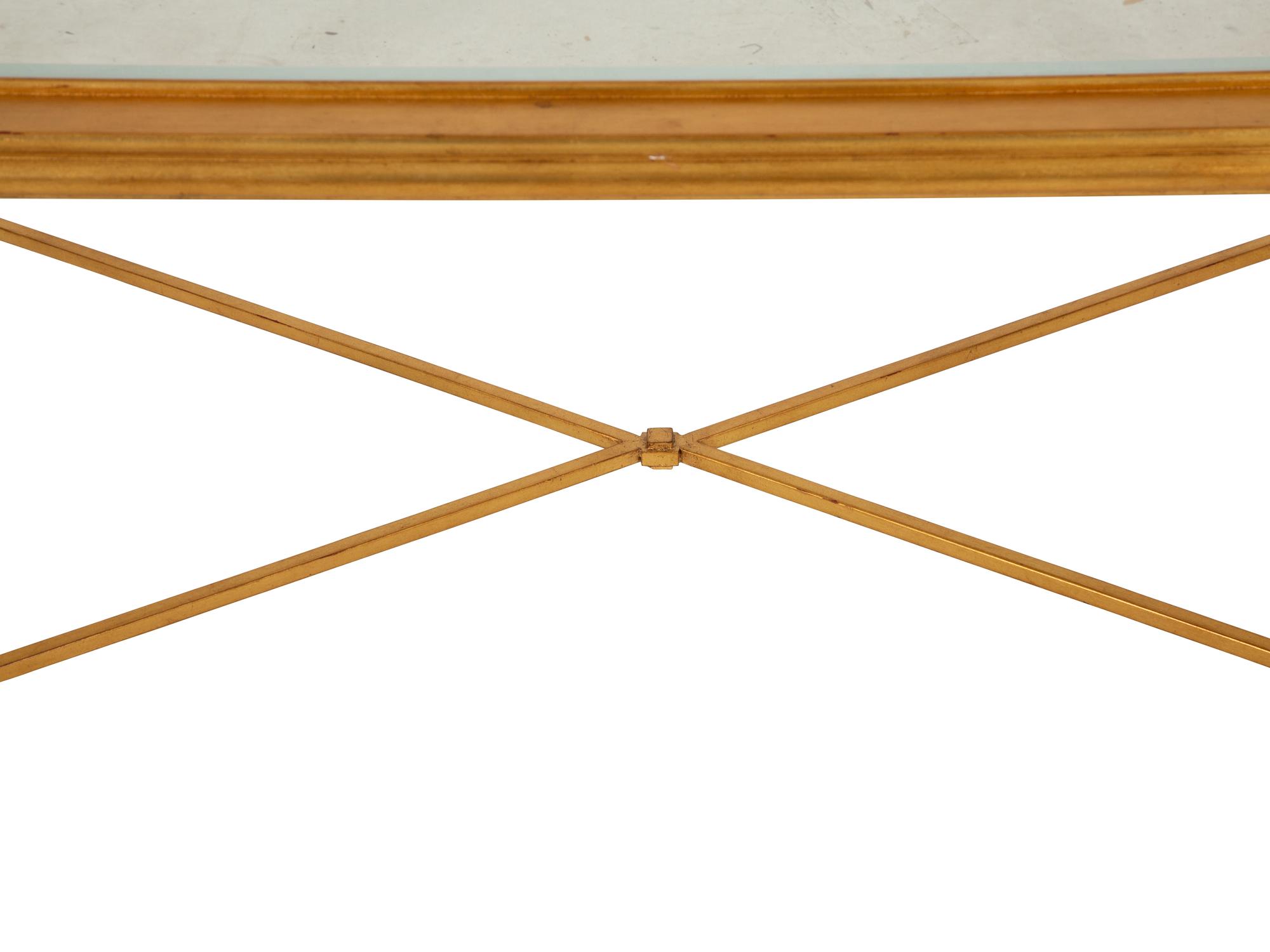 A Neoclassical Style Gilt Painted Coffee Table with Inset Glass Top — 20th Century
