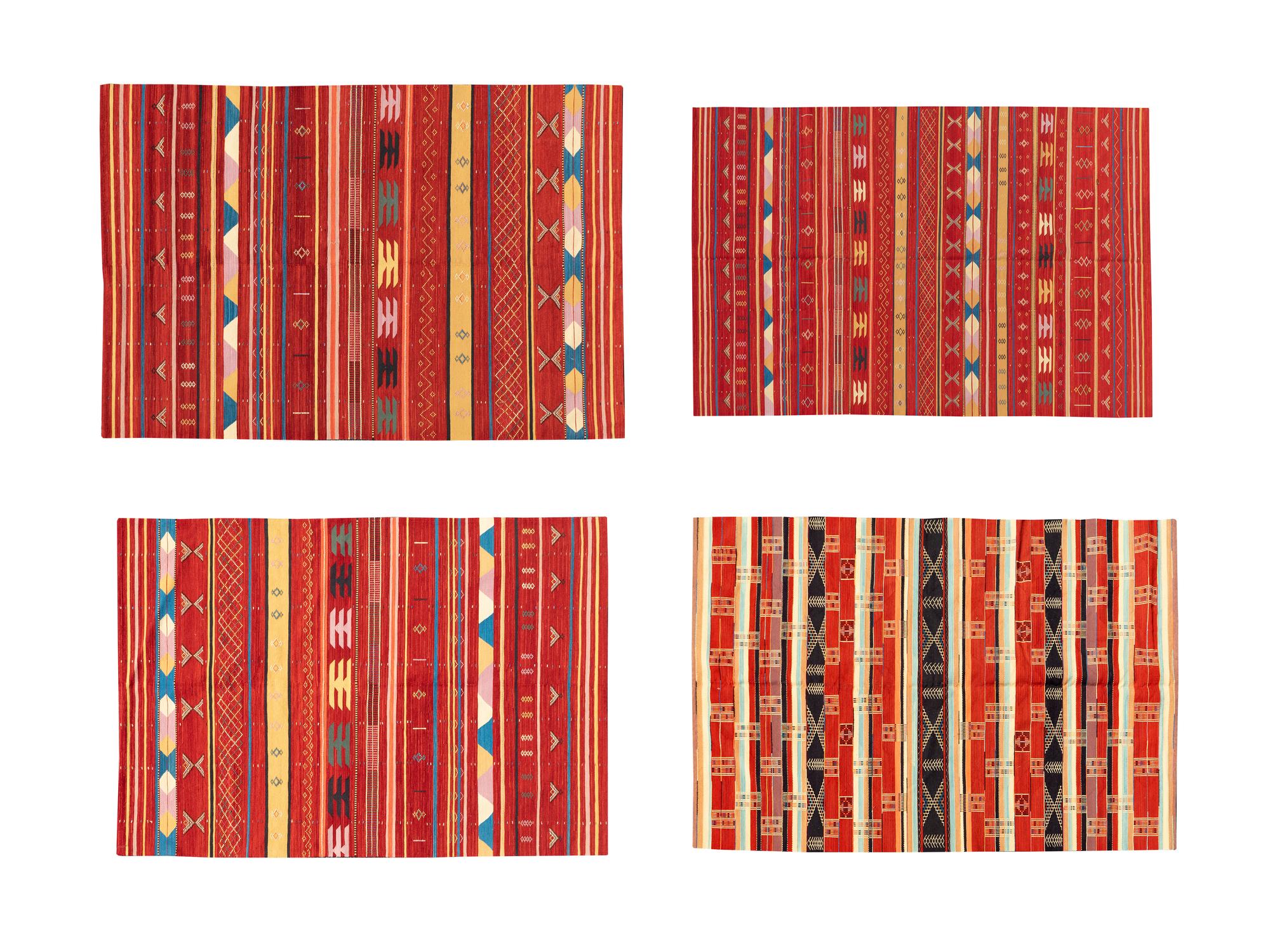 Four Chinese Morrocan Style Kilim Wool Rugs — 20TH CENTURY