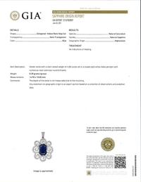 An 18K White Gold Necklace with Sapphire and Diamond Pendant Natural Sapphire, Afghanistan