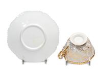 A Worcester Porcelain 'Shell-Encrusted' Basket, Cup and Saucer