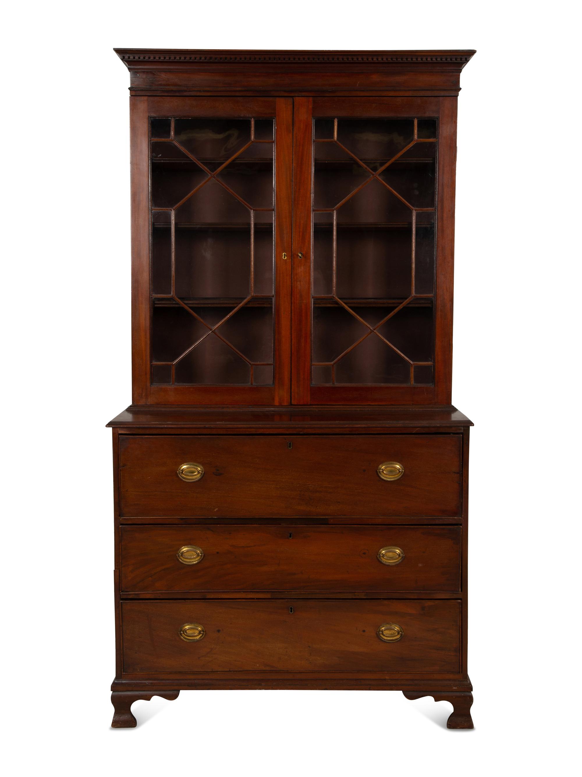 A George III Walnut Secretary Bookcase