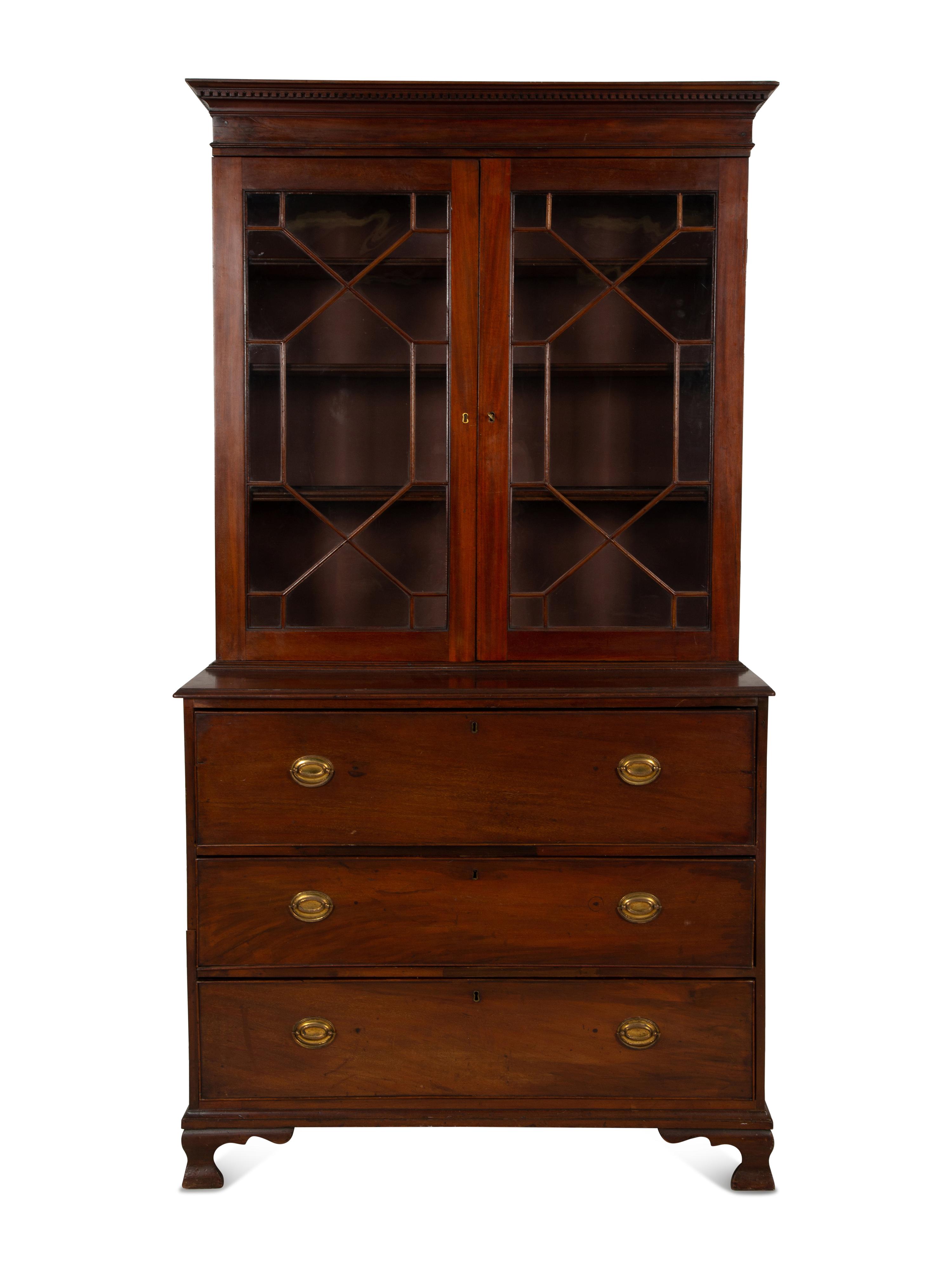 A George III Walnut Secretary Bookcase