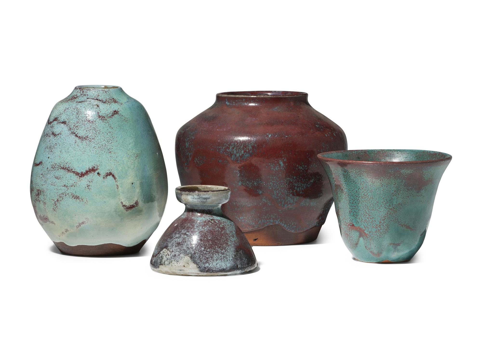 Four Jugtown Pottery Chinese Vases