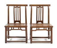 A Pair of Chinese Jumu Side Chairs, Kaobeiyi Each height 33 1/4 x width 19 3/4 x depth 15 1/2 inches. — 19TH CENTURY