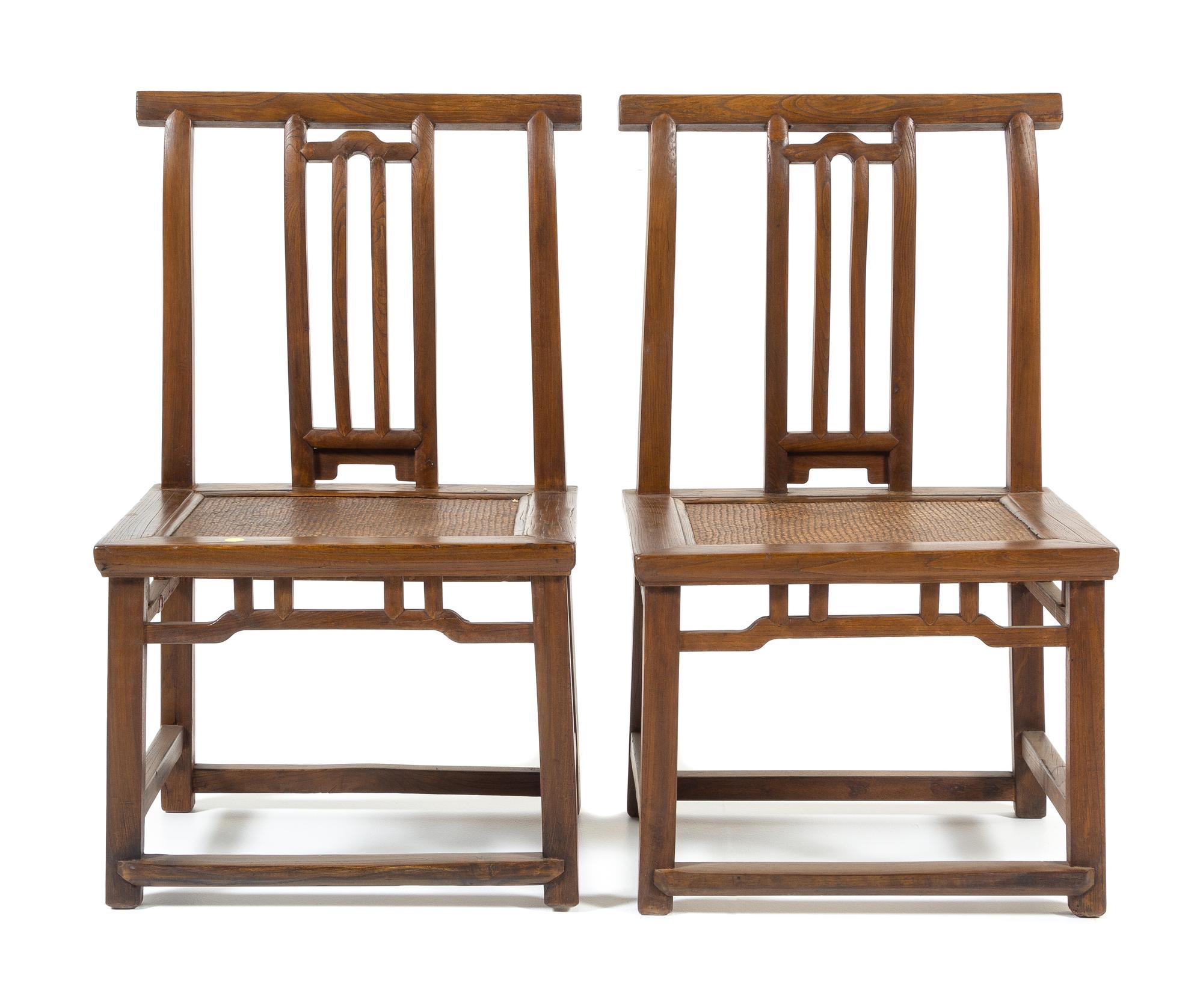 A Pair of Chinese Jumu Side Chairs, Kaobeiyi Each height 33 1/4 x width 19 3/4 x depth 15 1/2 inches. — 19TH CENTURY
