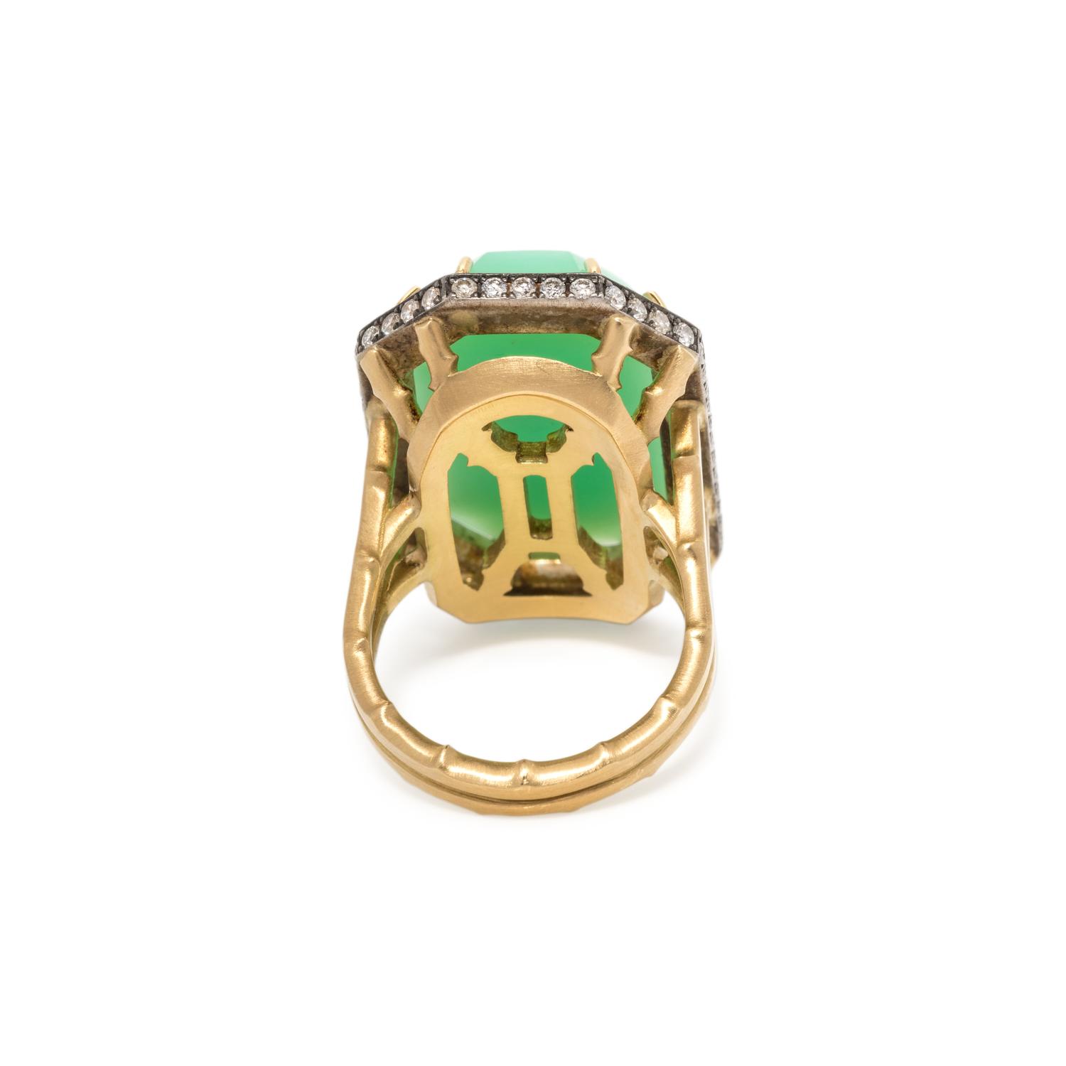SYLVA & CIE, CHRYSOPRASE AND DIAMOND RING