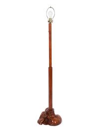 Burled Wood Floor Lamp