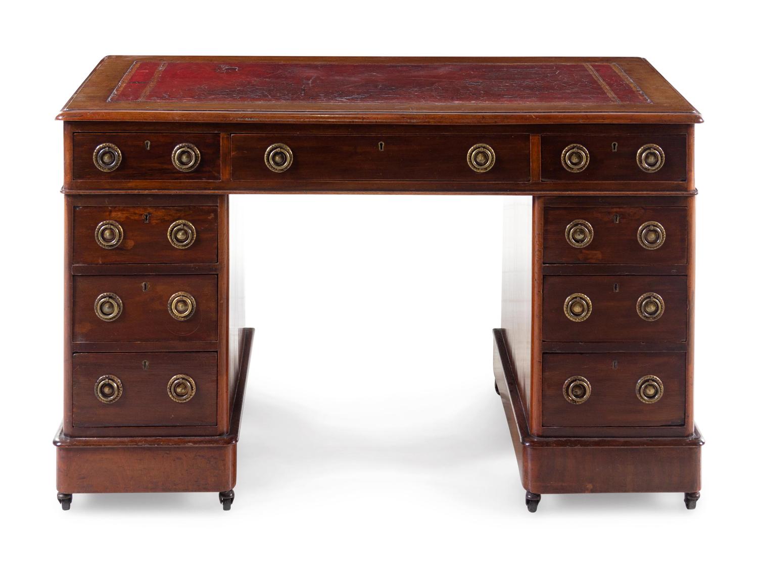 An Edwardian Mahogany Pedestal Desk