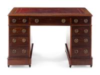 An Edwardian Mahogany Pedestal Desk