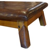 A Wood and Leather Vaulting Bench 67.5" W x 38" D x 20" H — Czech Republic, Circa 1930