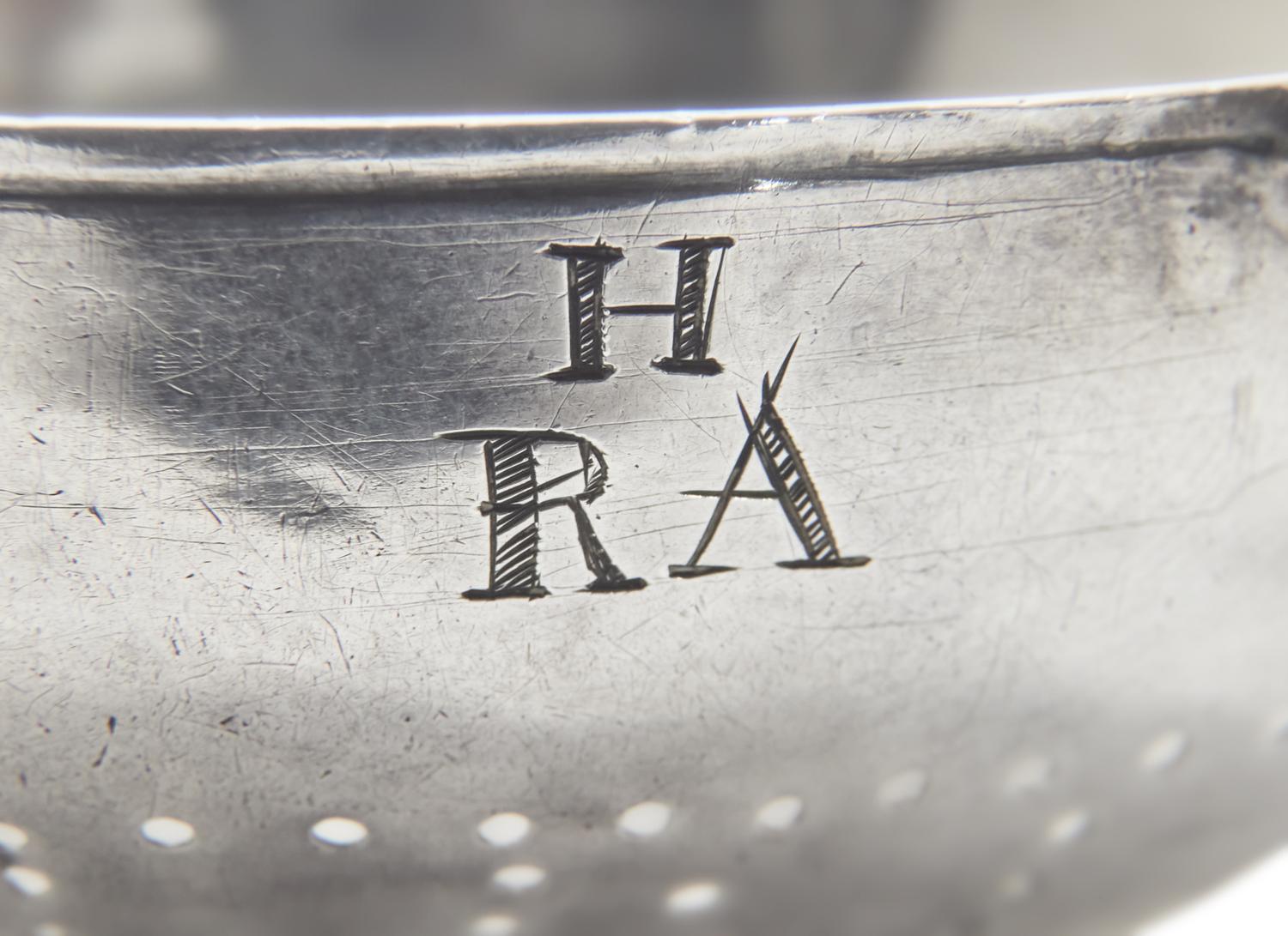 A Rare Silver Tea Strainer, Richard Humphreys (1750-1832), Philadelphia, PA, Circa 1775