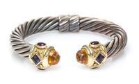 A Sterling Silver, 14 Karat Yellow Gold, Citrine, Iolite and Garnet 'Renaissance' Bracelet, David Yurman, 36.10 dwts.